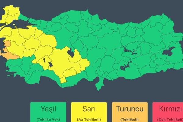İçişleri Bakanlığı’ndan 18 kente ‘sarı’, 1 kente ‘turuncu’ kodlu uyarı