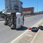 Samsun’da otomobil devrildi, 2 kişi yaralandı